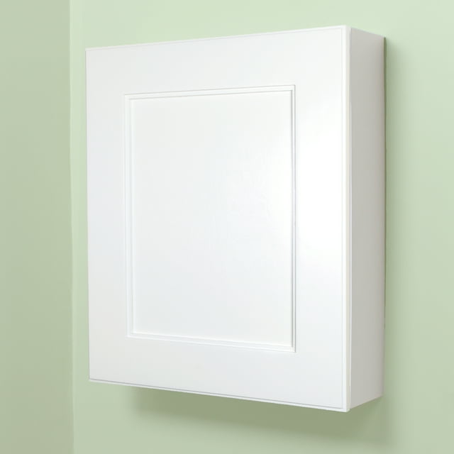Solid Wood Shaker White Wall-Mount Medicine Cabinet with Plain Panel ...