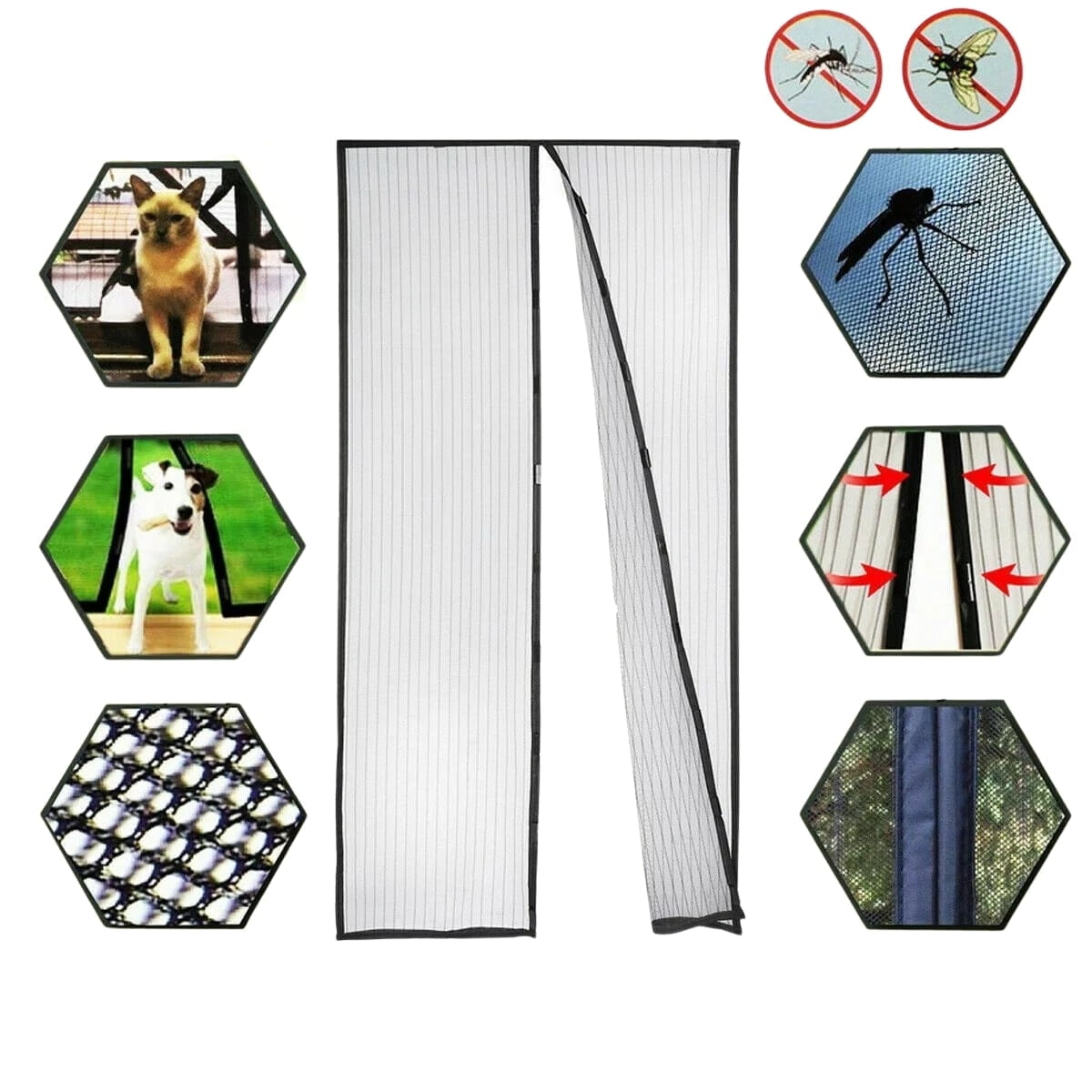 39x83 Magnetic Screen Door Mesh Curtain – Heavy Duty, Mosquito Net, Bug Protection, Black - View #6