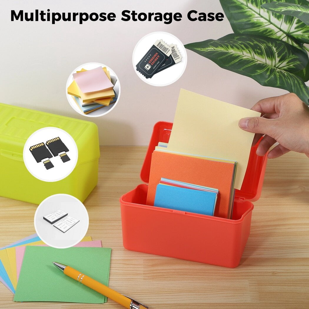 12Pcs 3"x 5" Index Card Organizer Box, Note Card Stationery Holder, Flash Card Container, Plastic Storage Box for Office Supplies, Business Cards, Recipes, Addresses