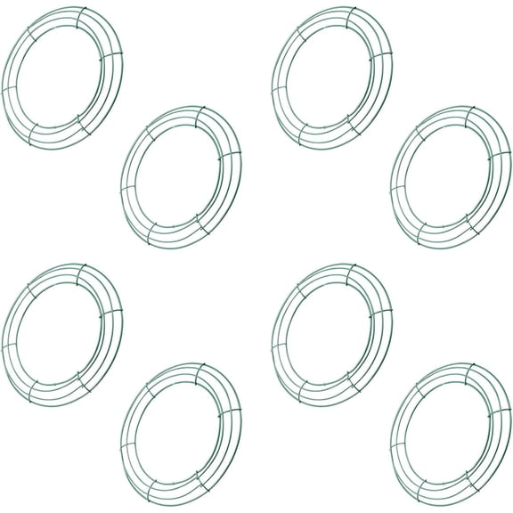 Lgoejeher 14‑Inch Round Wire Wreath Frame, Green Metal Wreath Form, 8‑Pack for DIY Christmas and Home Decoration Projects