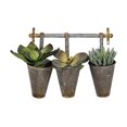 thumbnail image 3 of Creative Co-Op Antiqued Metal Wall Rack with 3 Hanging Tin Pots, 3 of 5