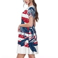 thumbnail image 2 of Naloa bass fish with the USA flag Print Womens Summer A-Line Dress with Pockets,Short Sleeve Dresses,Flowy Beach Swing Dress for Vacation Travel, 2 of 6