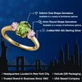 thumbnail image 2 of Gem Stone King 1.92 Ct Green Peridot Pink Lab Grown Diamond 18K Yellow Gold Plated Silver Ring, 2 of 6