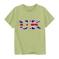 thumbnail image 2 of Chemisier à Manches Courtes à Col Rond Imprimé Drapeau Britannique pour Enfants, Tissu en Polyester, Tenue Décontractée pour l'École, Coupe Douce et Confortable, Haut Estival et Printanier Respirant, Lavable à la Machine, 2 of 5