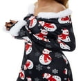 thumbnail image 3 of PENGXIANG Robe de Noël pour Femmes Manches Longues en Peluche Col en V Robe Midi Décontractée de Fête, 3 of 6