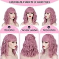 thumbnail image 6 of YOSICL 14" Pink Wig with Bangs Curly Synthetic Wigs for Women Cosplay Wigs Extensions, 6 of 8