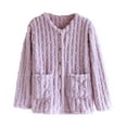 thumbnail image 2 of FDGIU Women's Fleece Pajama Jacket‌, Oversized V-Neck Cardigan Coat with Pockets, Cozy Winter Sleepwear & Loungewear, 2 of 3