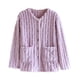 thumbnail image 2 of Pijama de manga larga para mujer, de invierno, grueso, liso, con botones, manga larga, cálido y terciopelo, para el hogar. Pijama de poliéster para mujer., 2 of 3