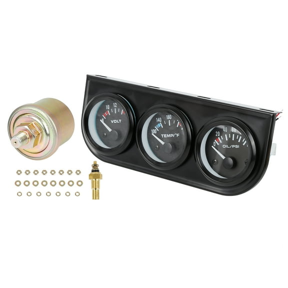 Unique Bargains 3 in 1 Fahrenheit Water Temperature Gauge Oil Pressure Gauge Kit with Sensor