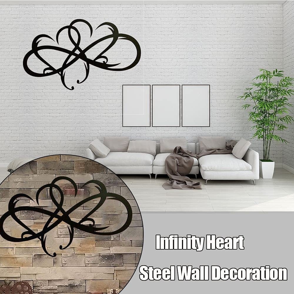 Metal Infinity Heart Art Decor - Personalized Wall Hanging Sign Love Heart  Shape Infinity Symbol Metal Heart Love Sign Decorations Family Gift for  Couples, 12*10 