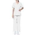 thumbnail image 2 of Hanen Basic Scrub Set for Women - Slim V-Neck Scrub Top & Multi Pocket Skinny Cargo Scrub Pants, 2 of 7