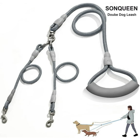 SONQUEEN Double Dog Leash,Dual Dog Lead Double Leash for Two Dogs Training Leash Two Dog Leash No Tangle for Medium & Small Dogs Detachable Design for Effortless Walks and Control