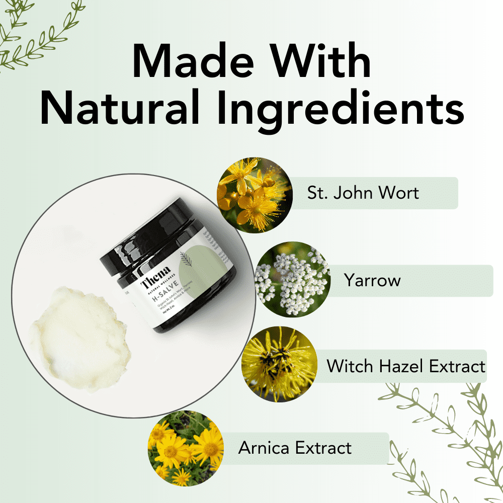 Thena Natural Wellness Hemorrhoid & Fissure Cream, Organic Relief with Witch Hazel, Lavender, 2 oz