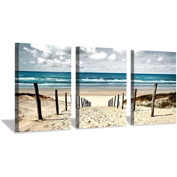 Beach Picture Coastal Wall Art: Sand Dune Canvas Art Seascape Prints for for Living Room Bedroom (12\u201dx16\u201dx3pcs)
