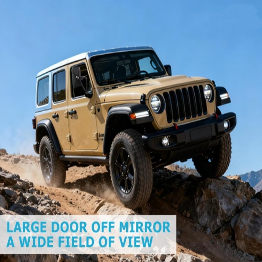 Mirrors Doors Off, Compatible with Jeep Wrangler CJ TJ JK JL JT, Anti-shake Wide Vision, 2 Pack