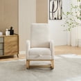 thumbnail image 3 of Ivory Boucle Rocking Chair for Living Room/Bedroom: 25.4"W Glider w/ Retractable Footrest, Side Pocket, Rubber Wood Legs, Gentle Rocking, Max 250lbs, 3 of 16