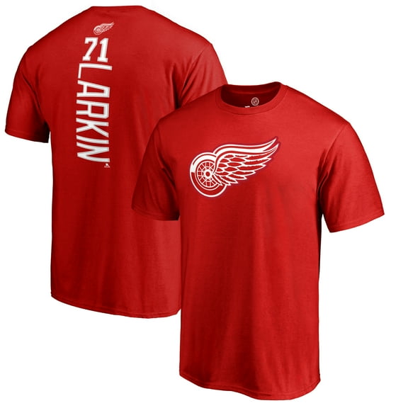 Men's Dylan Larkin Red Detroit Red Wings Team Logo Backer Name & Number T-Shirt