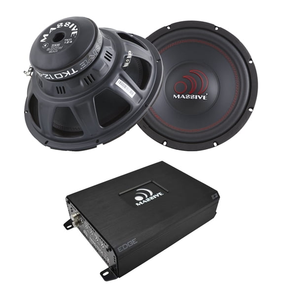 Massive Audio 2x 12" 1200W Subwoofers Dual 4 Ohm TKO124   Mono Amp Package New