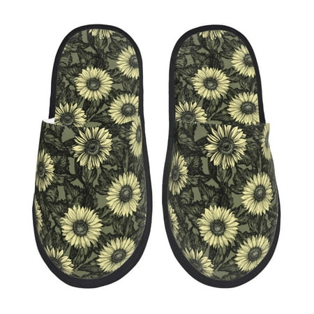 

Slippers for Women/Men - Sunflowers Retro Soft Plush Warm Slip-on Slippers House Slippers Indoor House Shoes