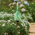 thumbnail image 4 of Exhart Pearlized Hand Blown Green Glass Twisted Flame  Powered Solar Powered Garden Stake with Metal Finial Detail, 36 inch (Decor for Home Patio, Outdoor Garden, Yard or Lawn), 4 of 7