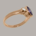 thumbnail image 3 of LBG British Made Solid 10k Rose Gold Natural Amethyst & Cubic Zirconia Womens Anniversary Ring - 33 size options - Size 12, 3 of 6