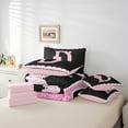 thumbnail image 6 of Manfei Personalized Letter D 7-Piece Bedding Comforter Set,Bow Monogrammed Theme King Bedding Sets,Pink Black Bed Sheets For Girl Teens,Ultra Soft Bedroom Decor Reversible, 6 of 8