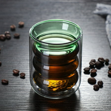 

Feiboyy Prevent Scald Cartoon Lovely Double Glass Milk Coffee Cup With Round Mouth