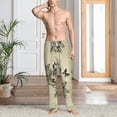 thumbnail image 5 of Uemuo Vintage Floral Pattern Men's Wide Leg Palazzo Lounge Pants with Pockets Light Weight Loose Comfy Casual Pajama Pants-Small, 5 of 9