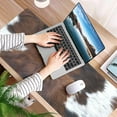 thumbnail image 5 of Brown Cowhide Desk Mat, Desk Accessory, Cute Workspace, Trendy Workspace, Trendy, 35.4x15.7in Large Gaming Mouse Pad, Cute Desk Topper, Pretty Desk Pad, 5 of 5