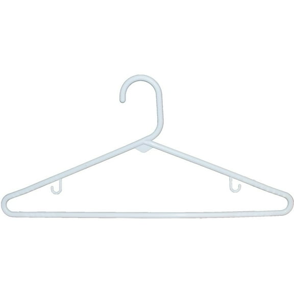 International Hanger White Plastic Tubular Suit Hanger for Tops or Pants, 72 Pack