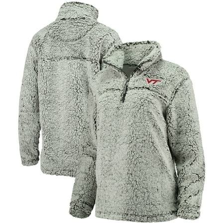 Virginia Zip - Virginia Tech Hokies Women's Sherpa Super Soft Quarter Zip Pullover Jacket - Gray