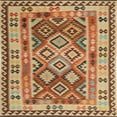 thumbnail image 1 of Ahgly Company Machine Washable Indoor Square Contemporary Mahogany Brown Area Rugs, 5' Square, 1 of 7
