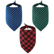 Plaid Bandana Reversible Triangle Scarf, Washable Bibs Kerchief Accessories for Dogs, Cats & Pets