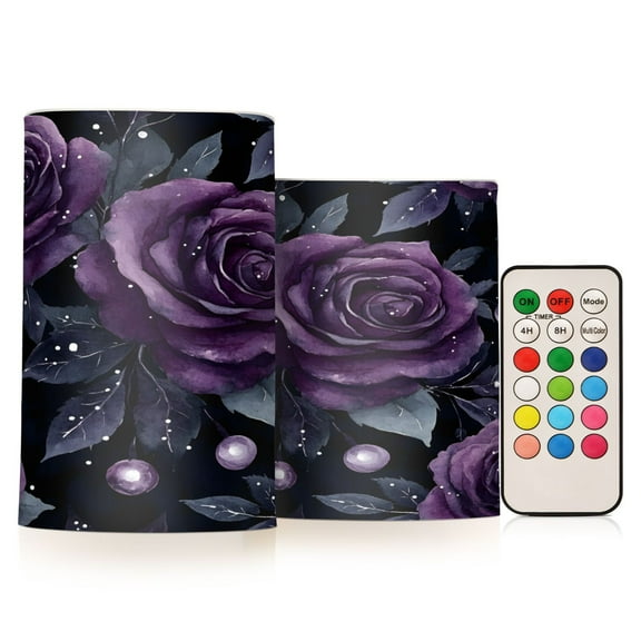Yayeee Flameless Candles with Remote Flickering Battery Operated Multi Color Changing, Roses and Pearls