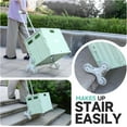 thumbnail image 2 of Foldable Rolling Crate for Stair Climbing : Utility Cart for Grocery File Office Book (Light Green), 2 of 12