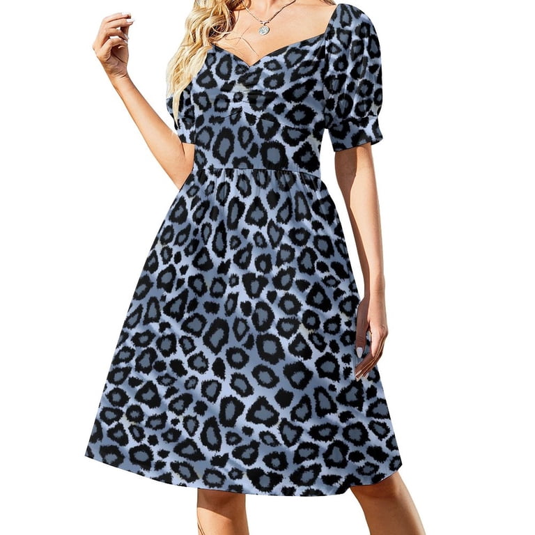 grey and black leopard print dress Black Grey Leopard V-neck Dress with belt tie