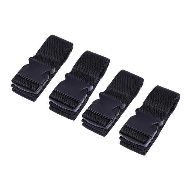 4pcs Fuerte viaje PP Portátil Equipaje Correa Maleta Embalaje Correa fija Accesorios de seguridad ajustables Suministros Productos (negro)
