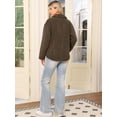 thumbnail image 3 of DARING DIVA Women's Peter Pan Collar Button Down Coat XS Brown, 3 of 6