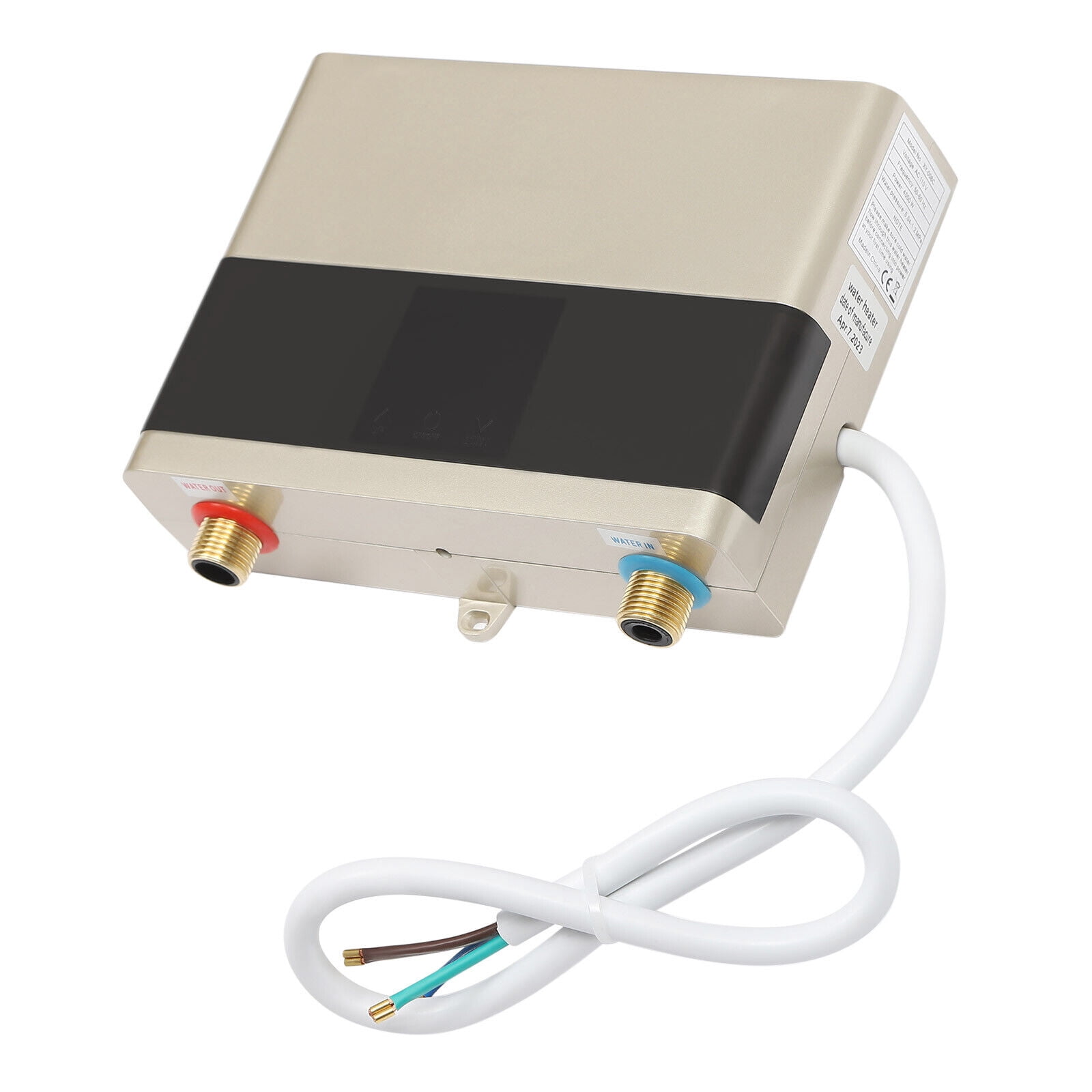 4000W Mini Electric Tankless Water Heater Electric Touch Display Screen Boiler Gold 22.3*17.5*6.5cm/8.7*6.8*2.5inch