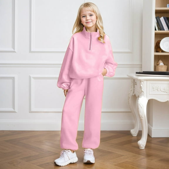 Girls Outfits & Set Girls Fashion Casual Print Hooded Long Sleeve Top and Pants for Big Kids Youth Two Piece Outfit with Soft Comfort Fit