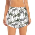 thumbnail image 4 of Lsque Palm Trees Zebra Printed Women's Running Shorts with Liner Pockets,Elastic Quick Dry Workout Athletic Gym Yoga Shorts,Womens High Waist Shorts-XX-Large, 4 of 9