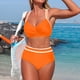 thumbnail image 5 of Traje de Baño Bikini Conjunto para Mujeres sin Mangas Patchwork V-Cuello Nudo Delantero Empujar Hacia Arriba Acolchado Dos Piezas, 5 of 7