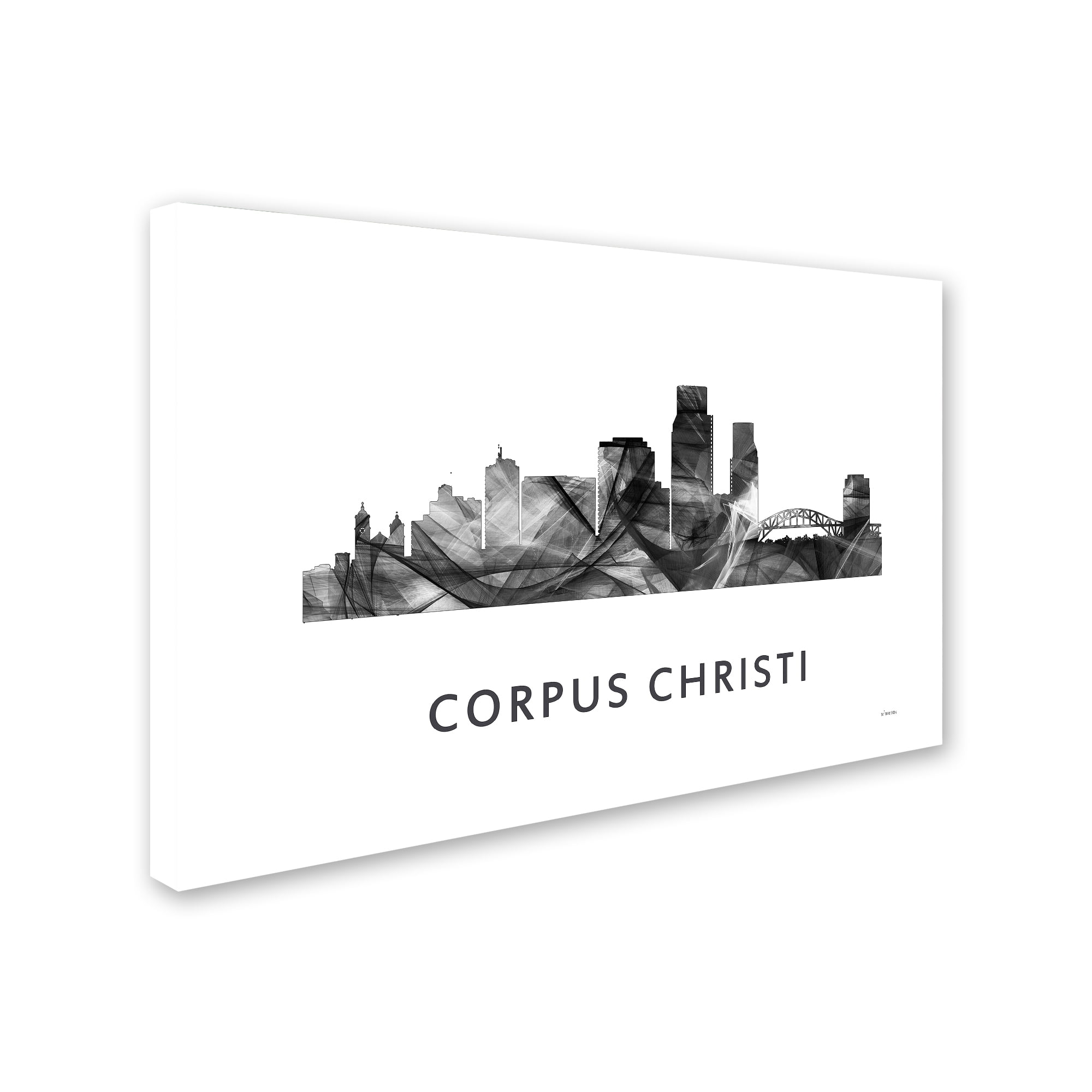 Corpus Christi Texas Skyline WB-BW' Canvas Art by Marlene Watson