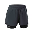 thumbnail image 5 of lcziwo Shorts for Men Big and Tall Faux Two Piece Casual Elastic Waist Beach Shorts Camping Fishing Outdoor Drawstring Work Shorts with Pockets Dark Gray L, 5 of 8