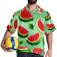 thumbnail image 4 of Watermelon Men's Short Sleeve Printed Button Down Beach Shirt Casual Summer Unisex Tops with Spread Collar, 4 of 6