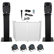 DJ Package w/Dual 15" Bluetooth Speakers+Mic+Tripod+Totem Stands+Facade+Lights