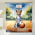 thumbnail image 3 of Happy Father's Day Basenji Playing Basketball with Best Dad Jersey Shower Curtain African Barkless Dog Lover Waterproof Bathroom Bathtub Curtain - 13006, 3 of 5