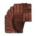 thumbnail image 3 of GZXS 10-Pack Acacia Hardwood Interlocking Deck Tiles, 12"x12" Weather-Resistant Outdoor Flooring for Patio, Porch & Balcony, Tool-Free Snap System, Checker Patterns, Brown, 3 of 9