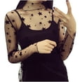 thumbnail image 3 of Women's Casual Mesh Long Sleeve Top Round Neck Printed Loose Fit Fashion Blouse, 3 of 5