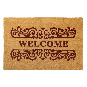 RugSmith Machine Tufted Scroll Welcome Indoor and Outdoor Coir Doormat, 24" x 36"
